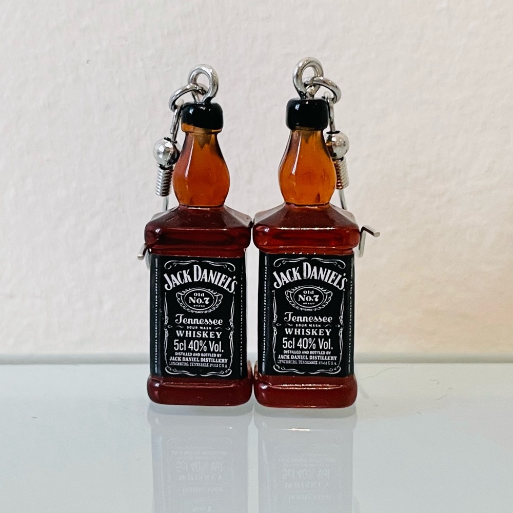 Handmade Jack Daniels Earrings - Picture 2 of 4
